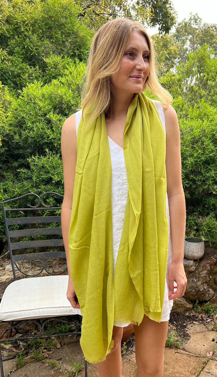 Scarves Australia Evening Shawls ✨ Luxury Shawl - Silk Cashmere - Key Lime