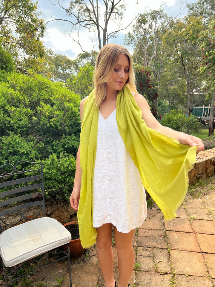 Scarves Australia Evening Shawls ✨ Luxury Shawl - Silk Cashmere - Key Lime