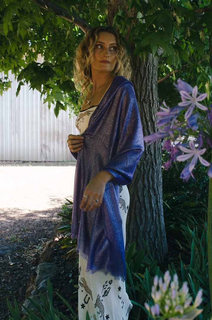 Scarves Australia Evening Shawls 🥂 Metallic Scarf - Rich Sapphire - Glamour Shawl