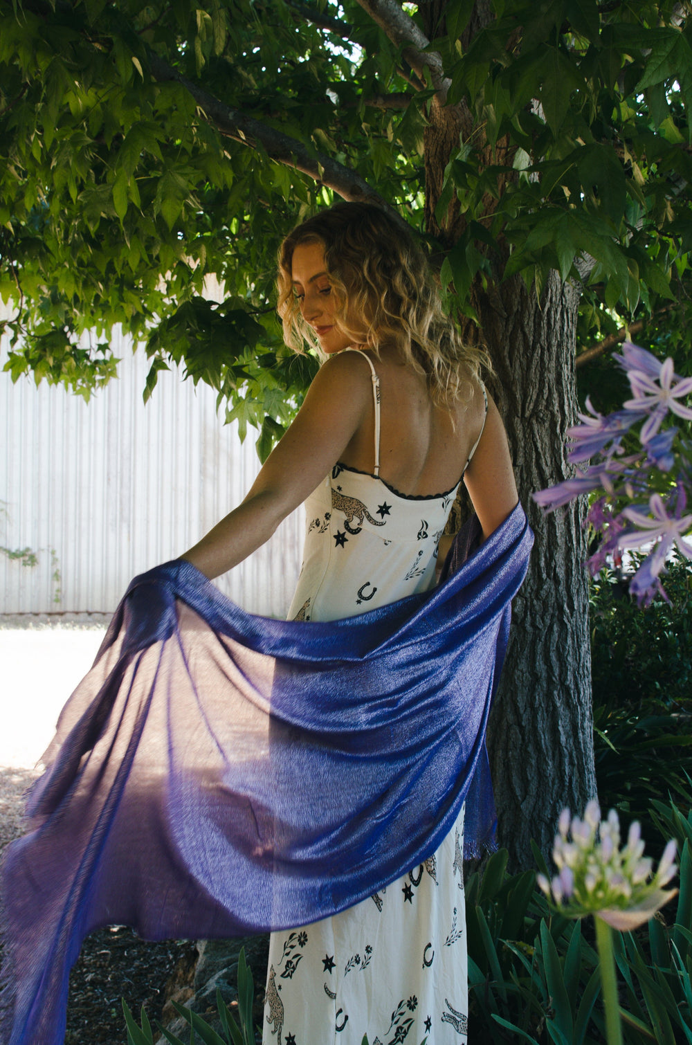 Scarves Australia Evening Shawls 🥂 Metallic Scarf - Rich Sapphire - Glamour Shawl