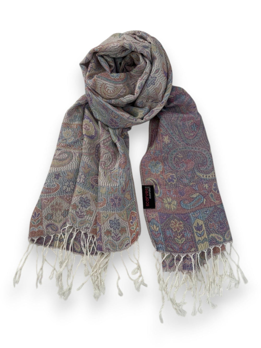 Scarves Australia Evening Shawls Paisley Shawl - Lilac Grey