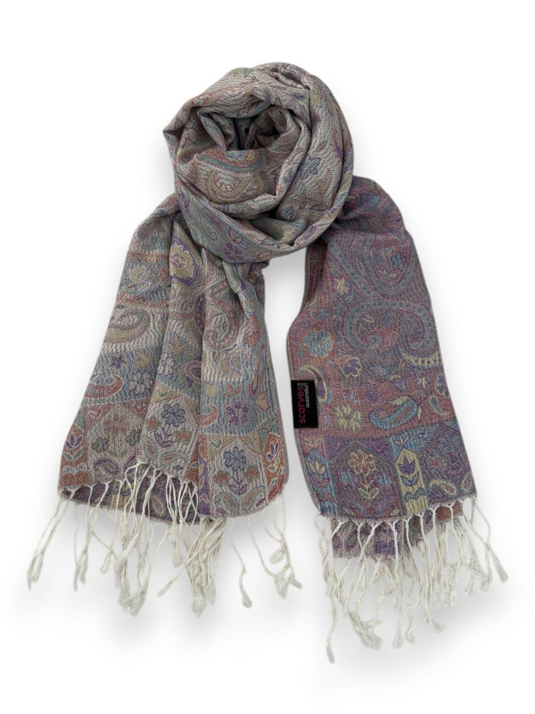 Scarves Australia Evening Shawls Paisley Shawl - Lilac Grey