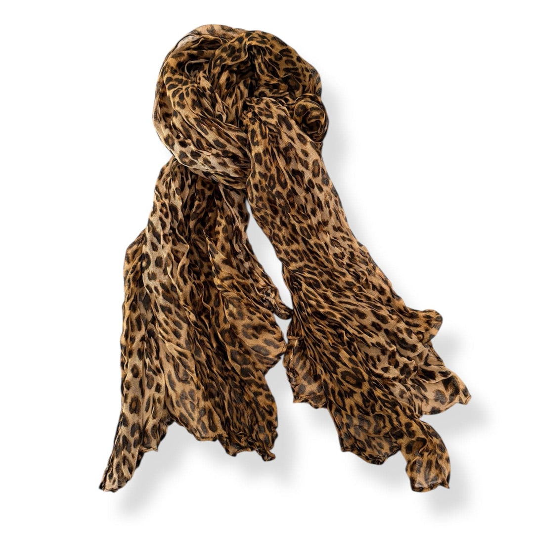 Scarves Australia Fashion Scarf Cotton Crinkle Scarf - Brown Leopard - Warm Tones