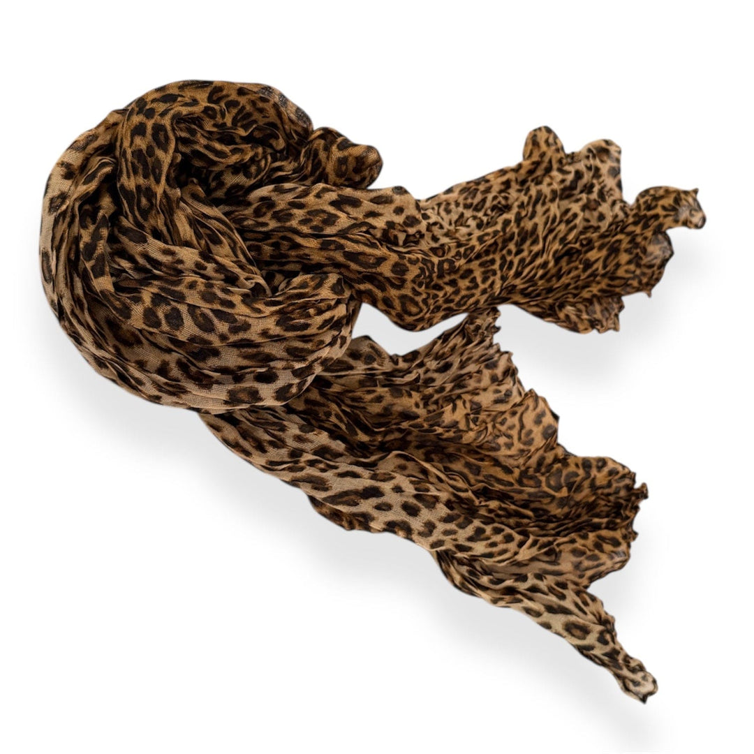 Scarves Australia Fashion Scarf Cotton Crinkle Scarf - Brown Leopard - Warm Tones