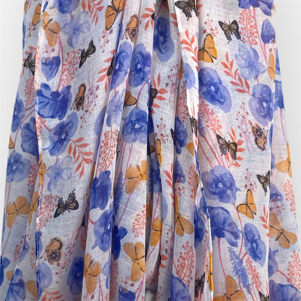 Scarves Australia Fashion Scarf Floral Scarf Blue Purple with Butterflies