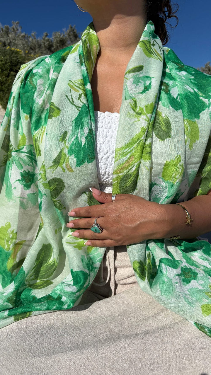 Scarves Australia Fashion Scarf Green Scarf - Floral Leaves