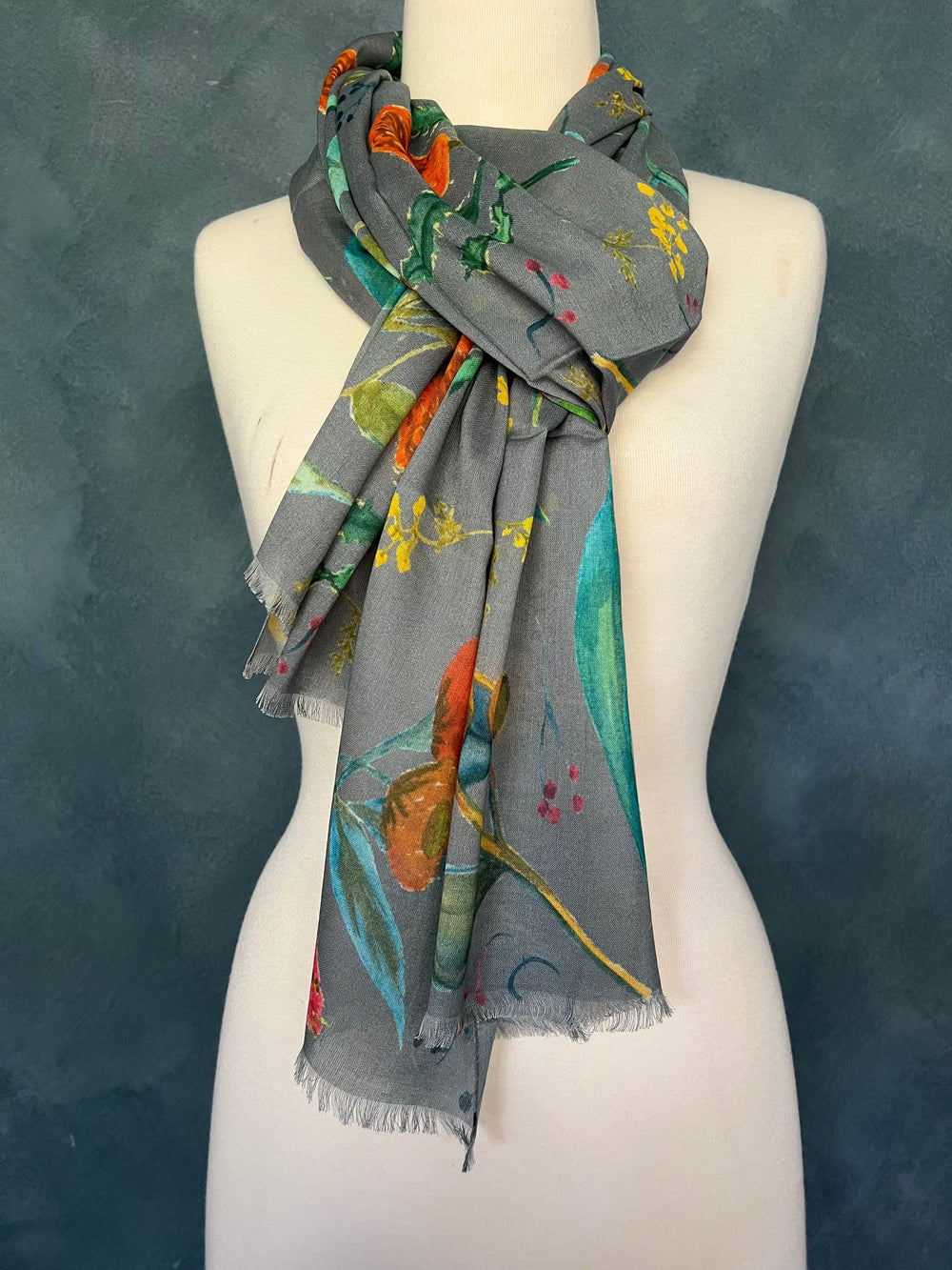 Scarves Australia Fashion Scarf Grey Floral Scarf - Australian Foliage