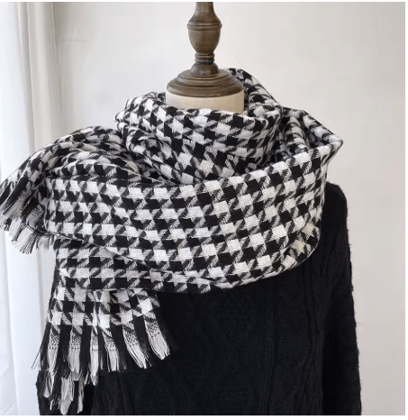 Scarves Australia Fashion Scarf Houndstooth Scarf - Black White