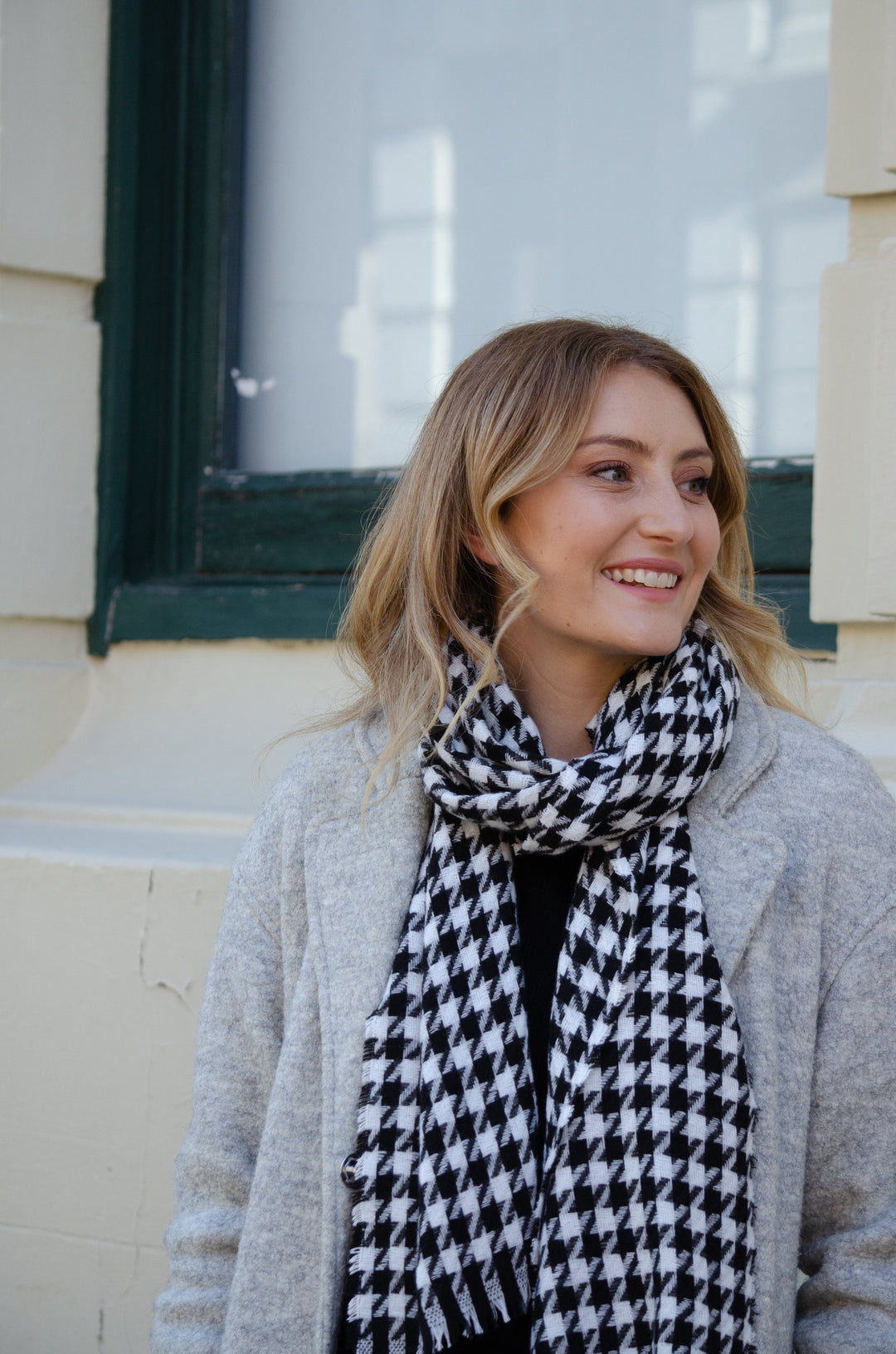 Scarves Australia Fashion Scarf Houndstooth Scarf - Black White
