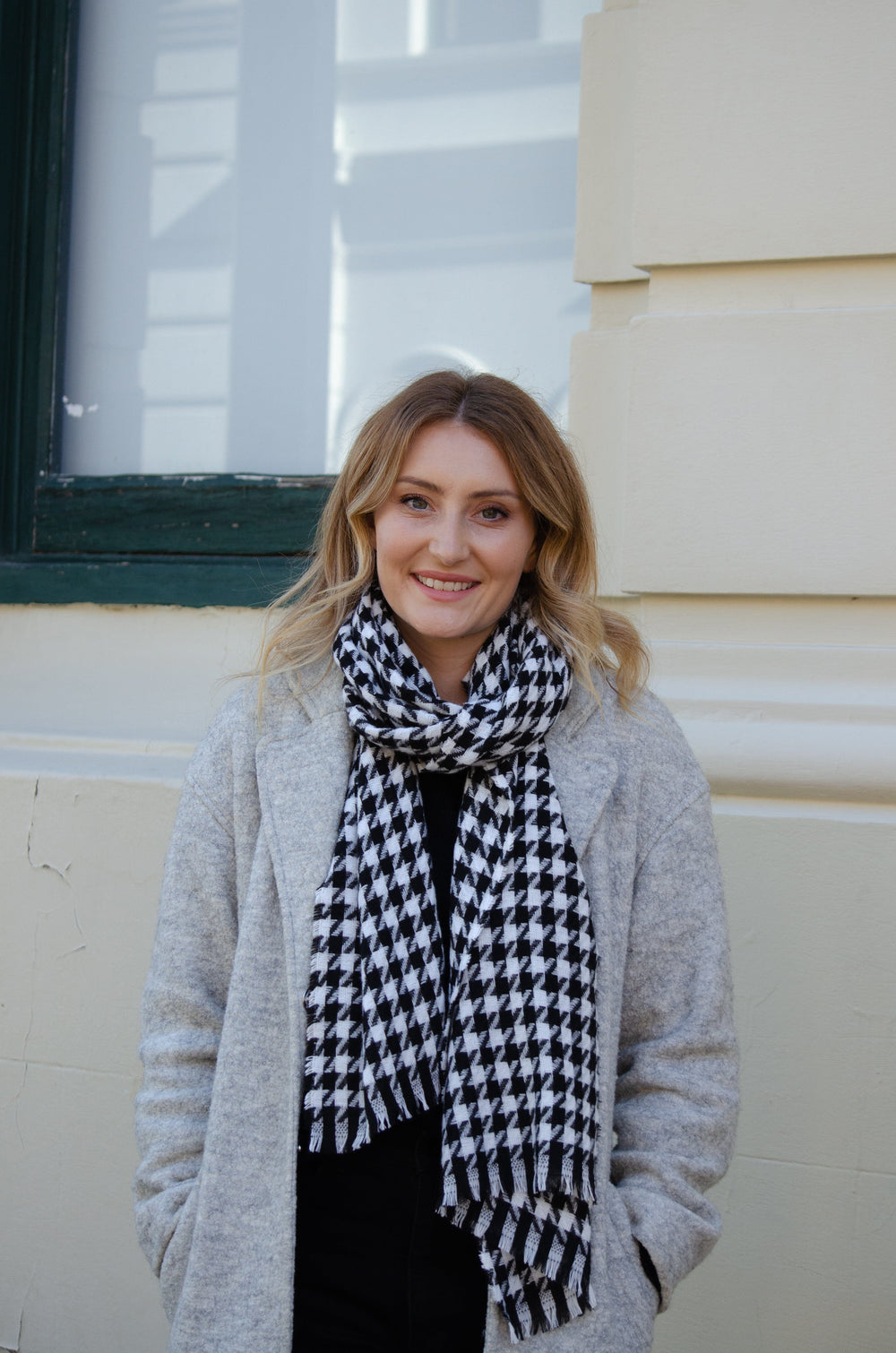 Scarves Australia Fashion Scarf Houndstooth Scarf - Black White