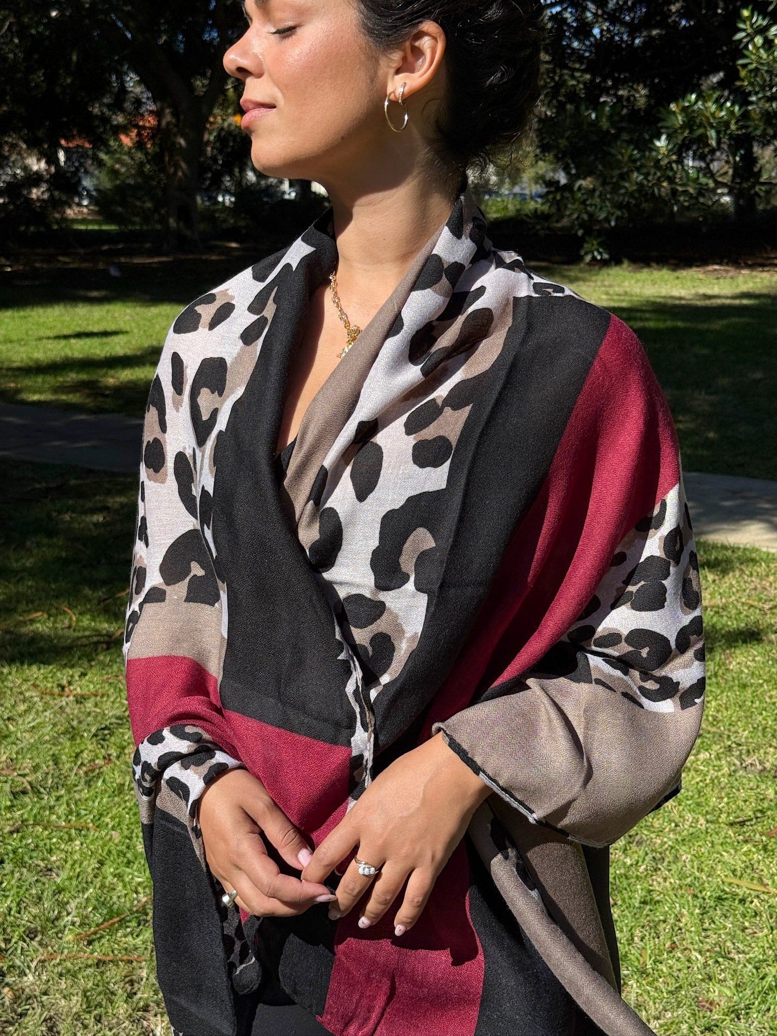 Scarves Australia Fashion Scarf Leopard Print Scarf - Red Black Camel