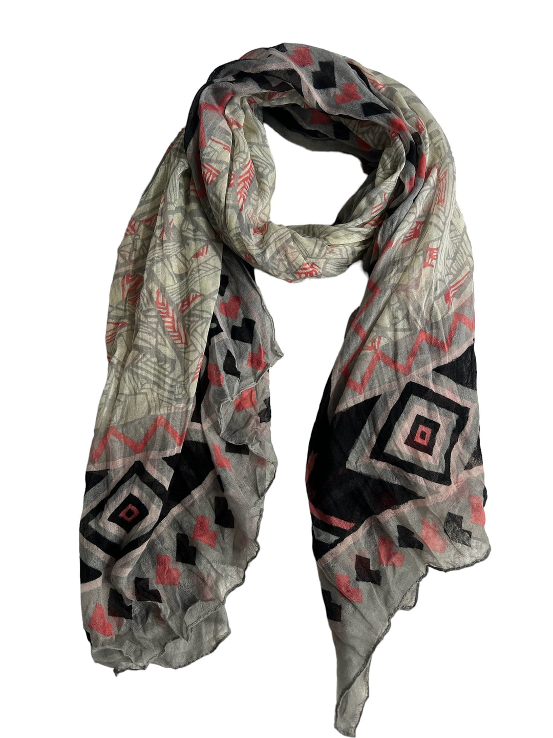 Scarves Australia Fashion Scarf Multicoloured Scarf - Grey Black Pink Geo Print