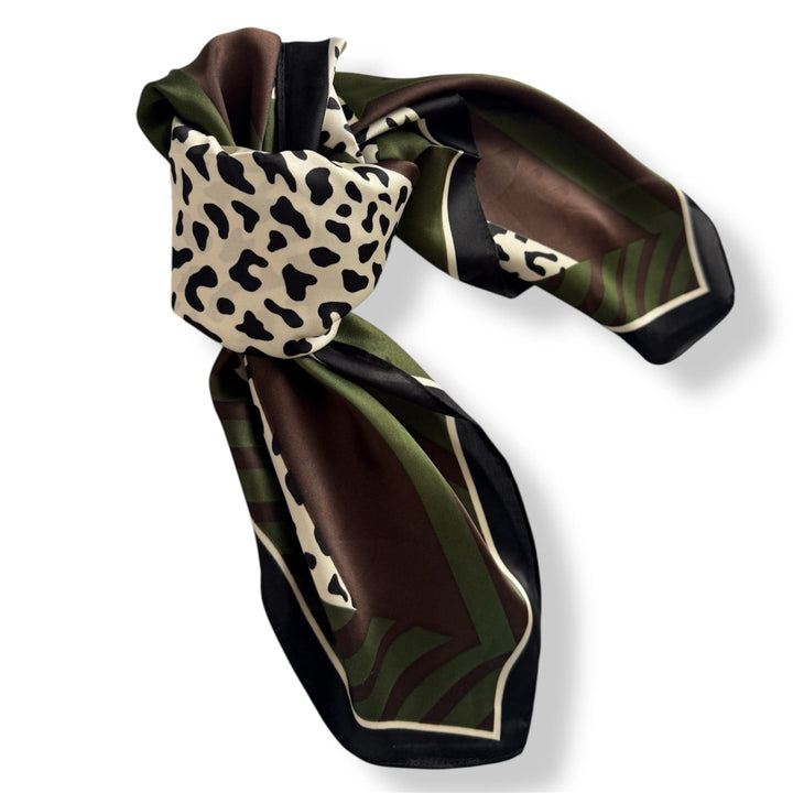 Scarves Australia Fashion Scarf Neckerchief - Olive Animal Print