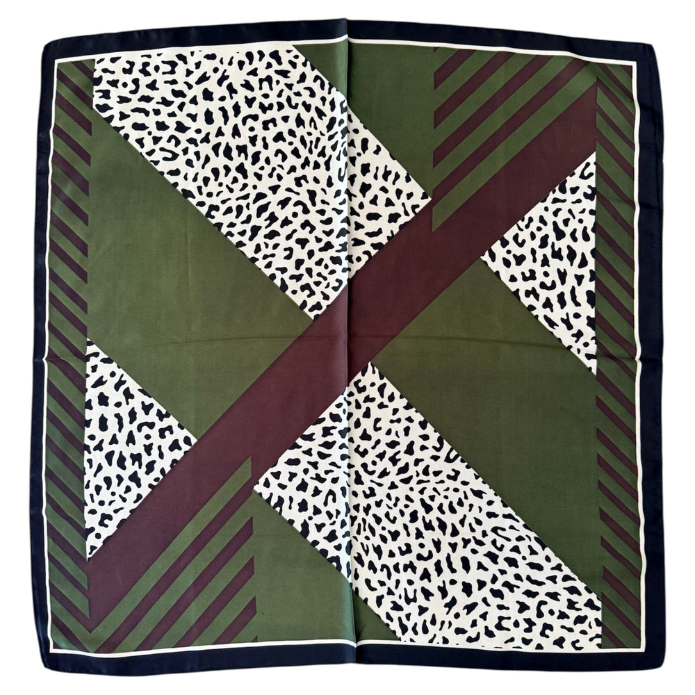 Scarves Australia Fashion Scarf Neckerchief - Olive Animal Print