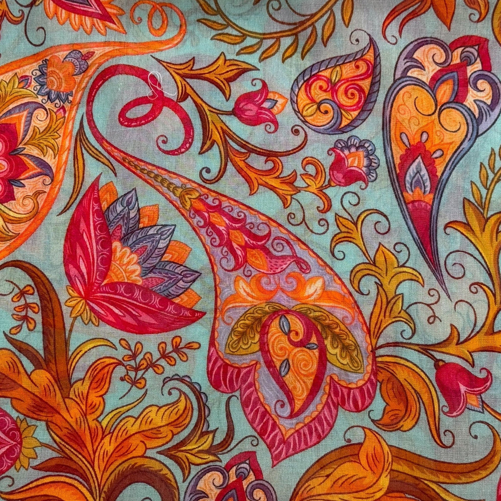 Scarves Australia Fashion Scarf Paisley Scarf Cotton - Orange Sea Green
