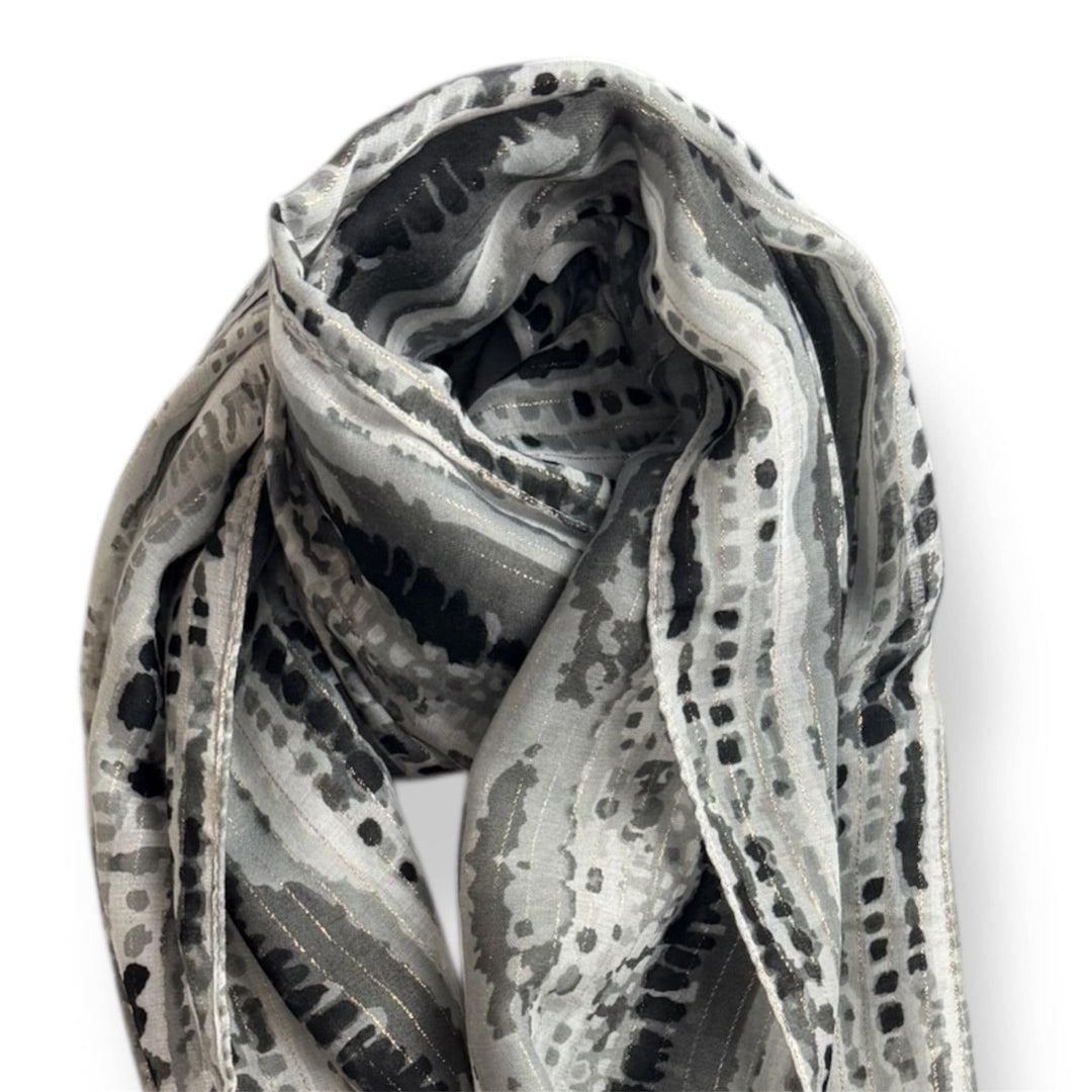 Scarves Australia Fashion Scarf Scarf - Classic Black Grey Mottled Stripe