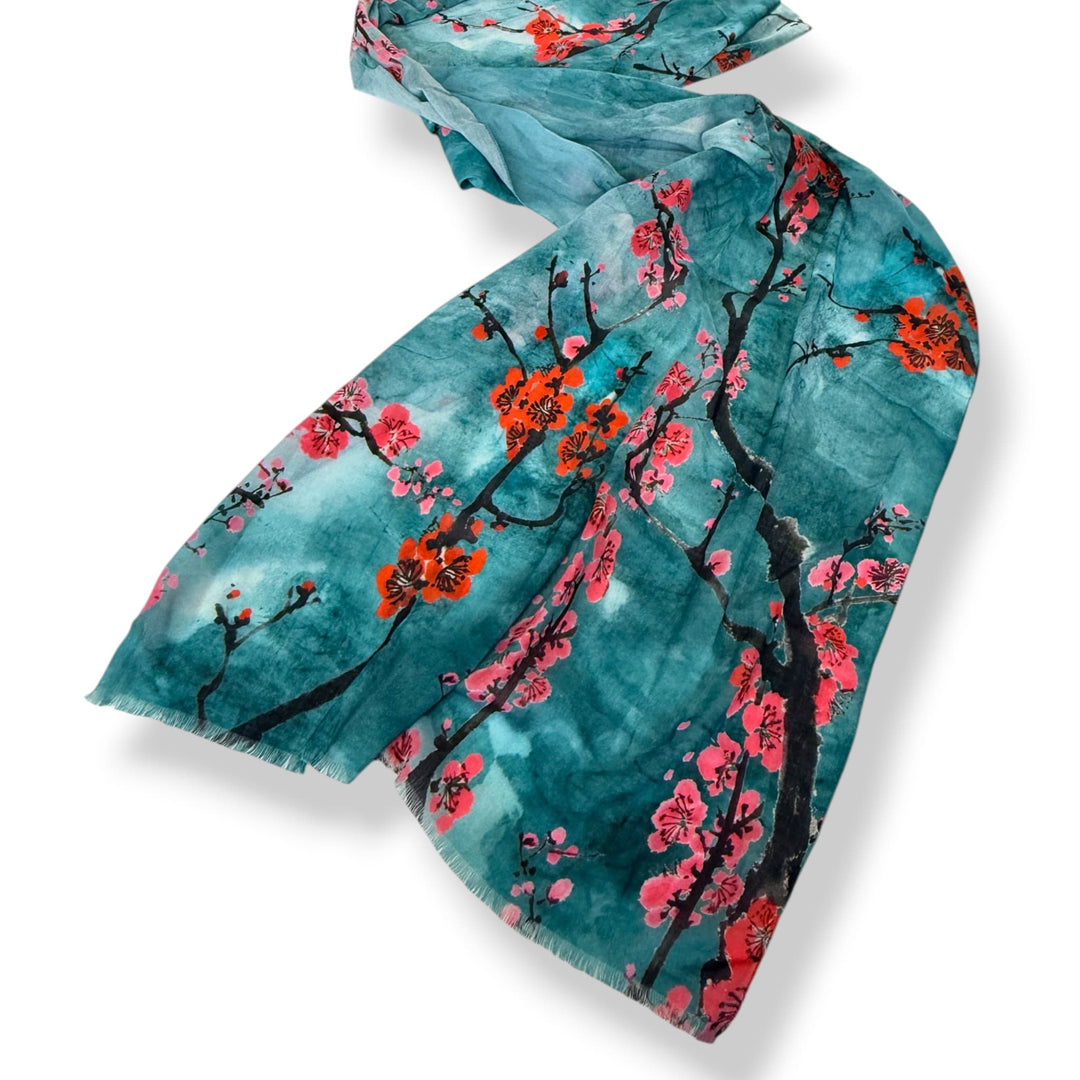 Scarves Australia Fashion Scarf Teal Cherry Blossom Scarf