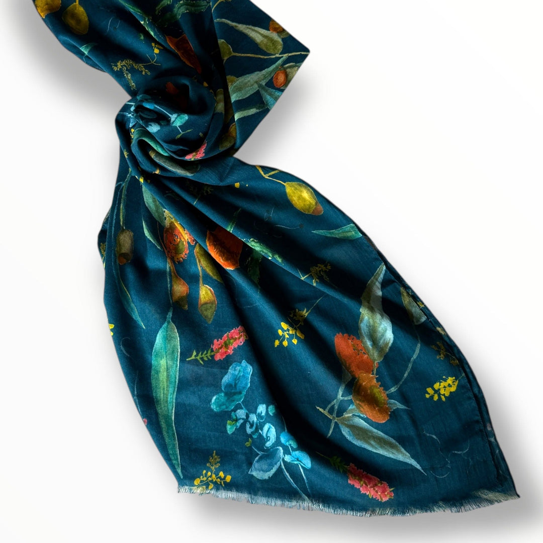 Scarves Australia Fashion Scarf Teal Floral Scarf - Australian Native Flora