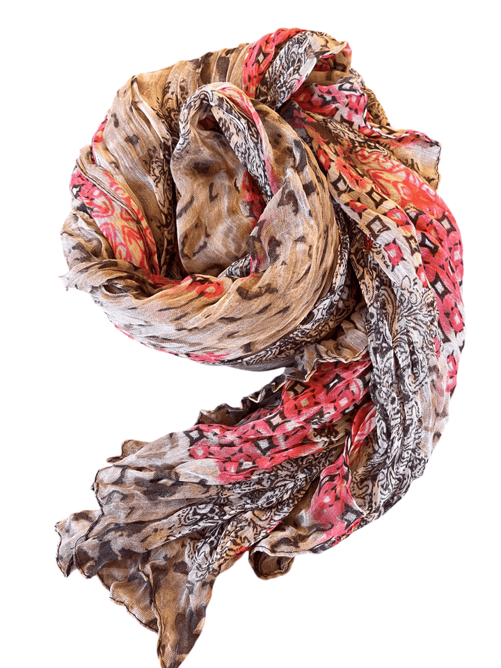 Scarves Australia Fashion Scarves Beige Camel patterned Scarf - Red Diamonds