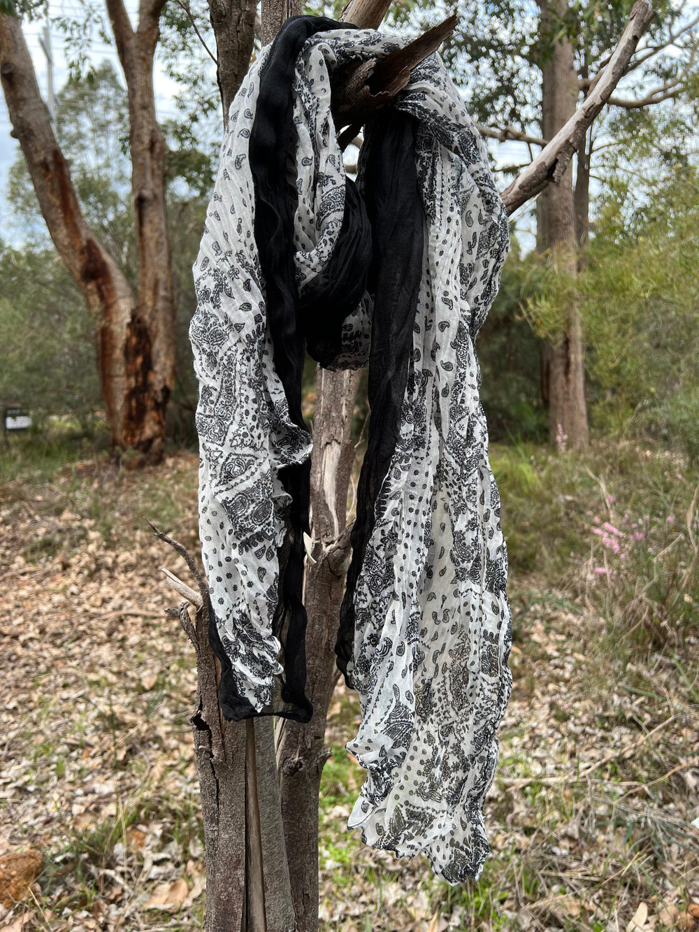 Scarves Australia Fashion Scarves Cotton Scarf - Black & White Panelled - Unisex