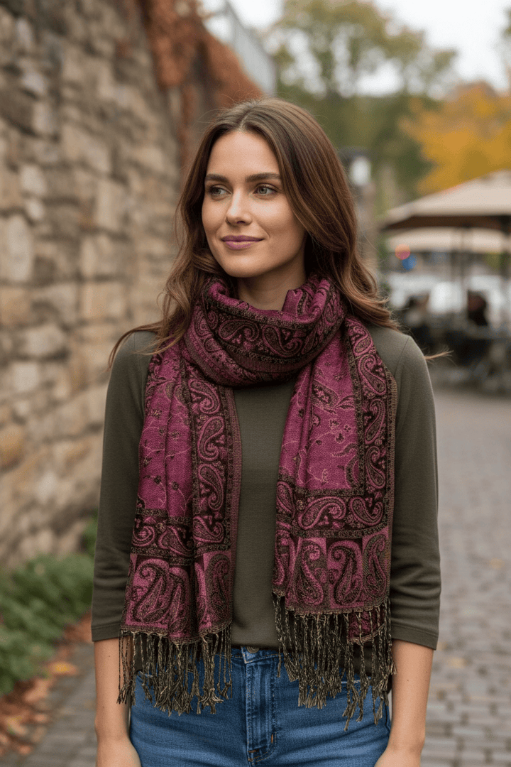 Scarves Australia Fashion Scarves Deep Pink Paisley Scarf