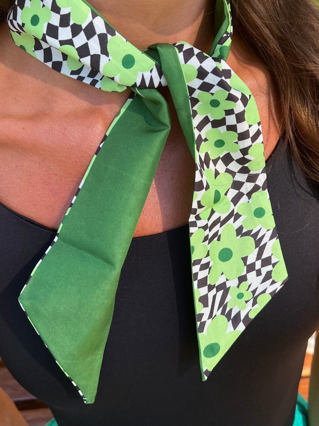 Scarves Australia Fashion Scarves Hair Band - Neck Tie - Green Floral Retro