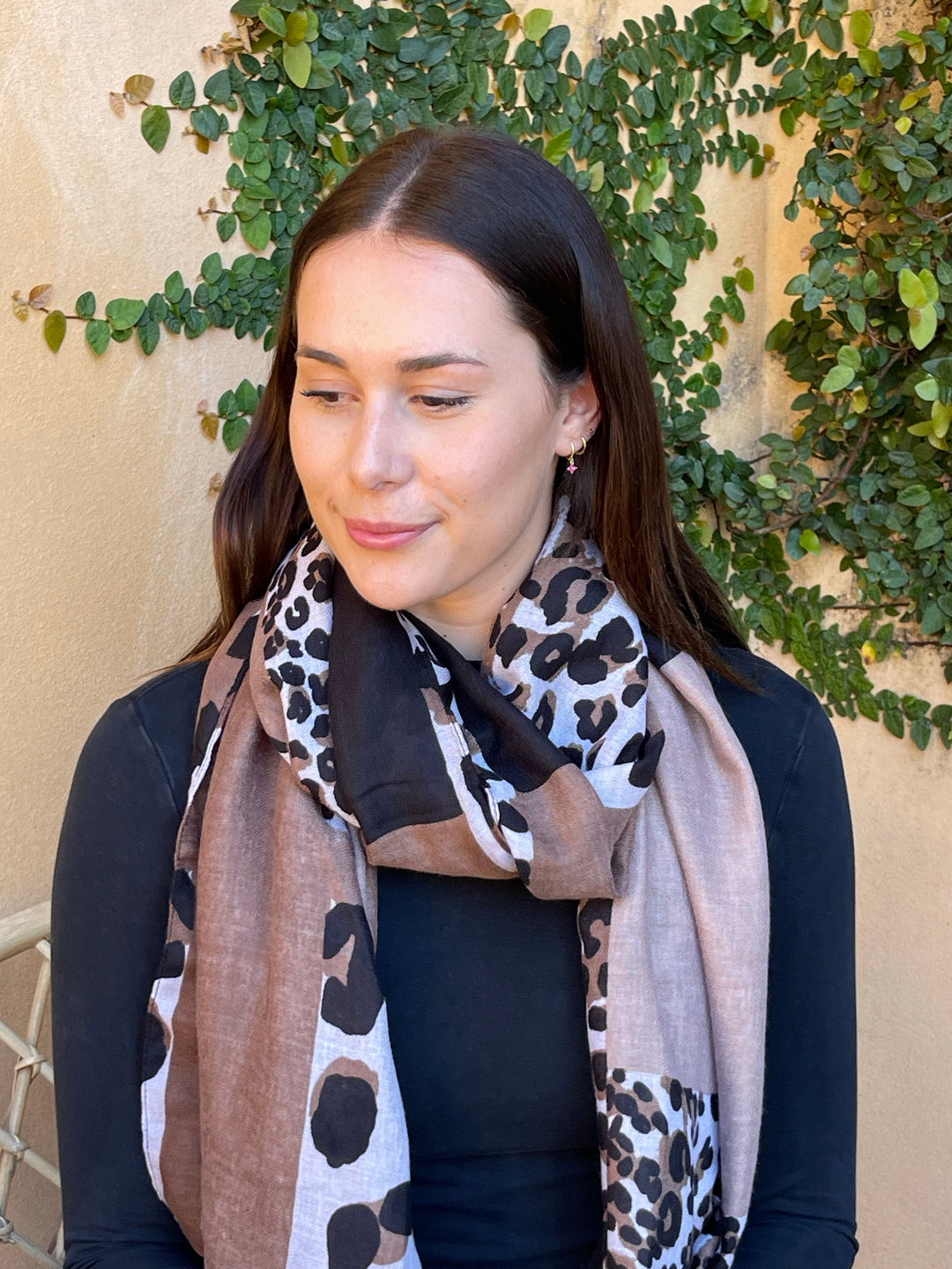 Scarves Australia Fashion Scarves 🐝 Leopard Print Scarf - Chocolate Brown Black