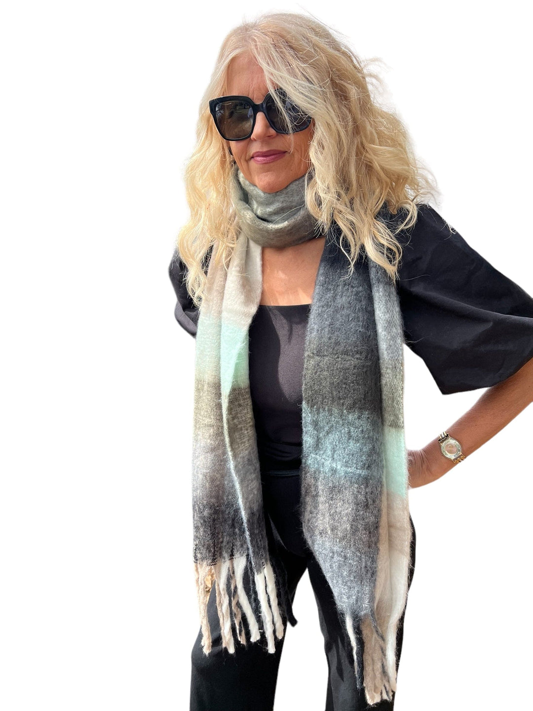 Scarves Australia Fashion Scarves ❄️ Thick Warm Plaid Scarf - Mint Grey