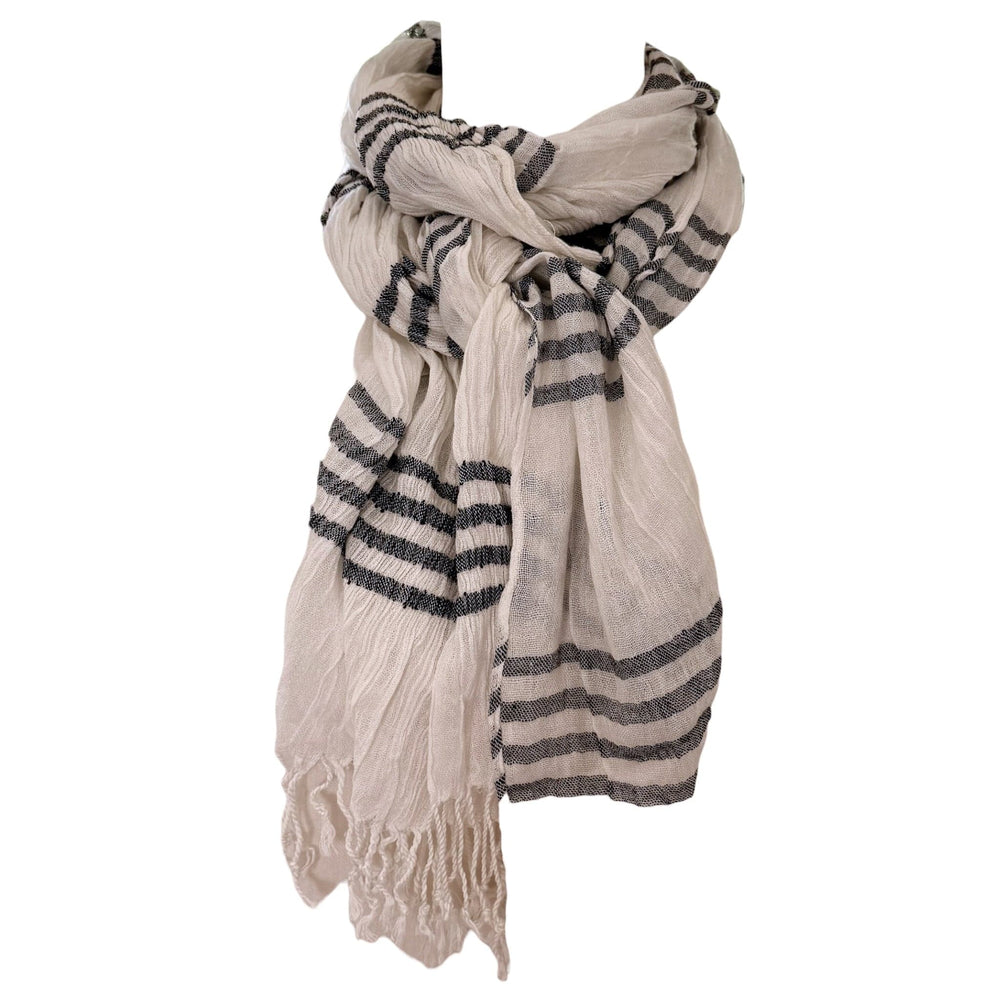 Scarves Australia Fashion Scarves White Cotton Scarf Grey Stripe