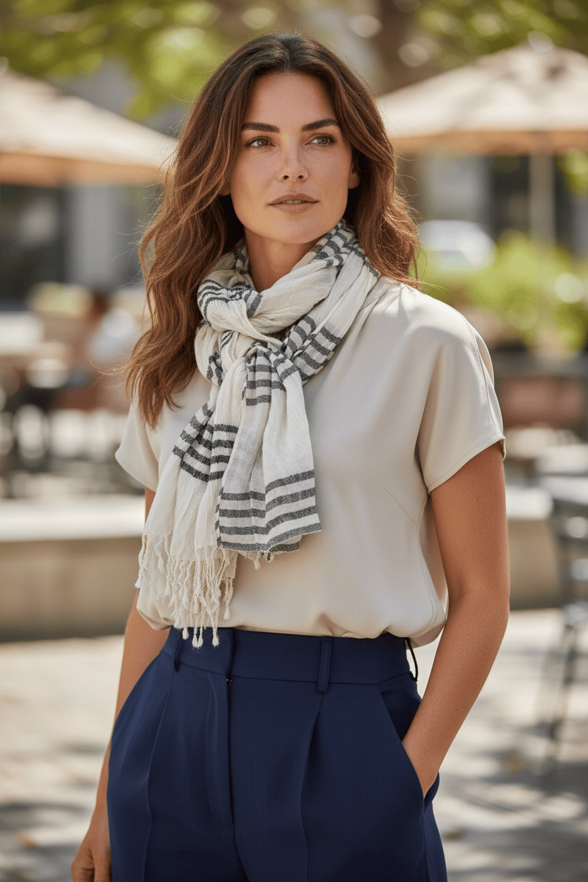 Scarves Australia Fashion Scarves White Cotton Scarf Grey Stripe