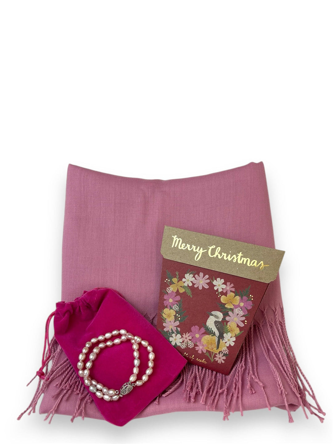 Scarves Australia Gift Packs 🎄Gift Pack - Dusky Pink Shawl + Pearl Bracelet and + Card