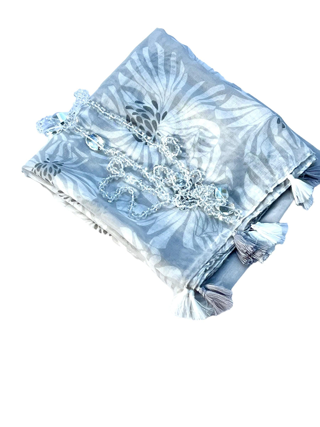Scarves Australia Gift Packs Gift Pack - Grey Floral Tassel Scarf Crystal Beads