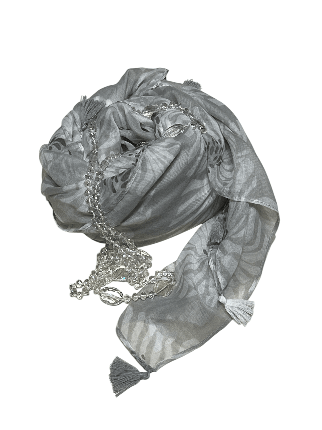 Scarves Australia Gift Packs ✨ Gift Pack - Grey Floral Tassel Scarf Crystal Beads