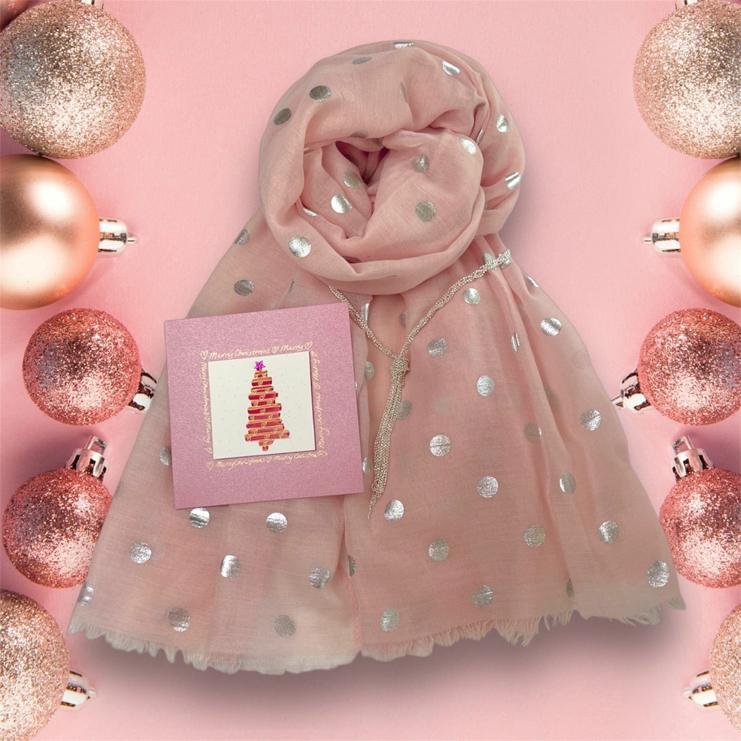 Scarves Australia Gift Packs 🎁 Gift Pack - Soft Pink Dot Scarf - Silver Necklet +Card