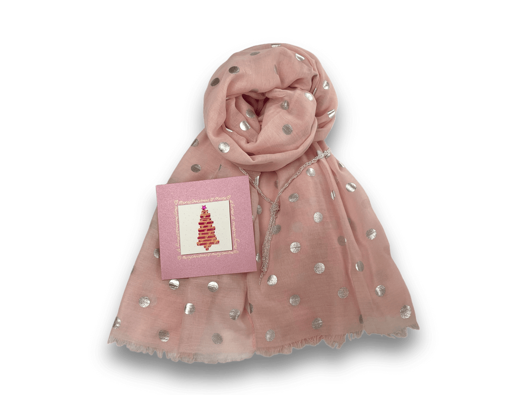 Scarves Australia Gift Packs 🎁 Gift Pack - Soft Pink Dot Scarf - Silver Necklet +Card