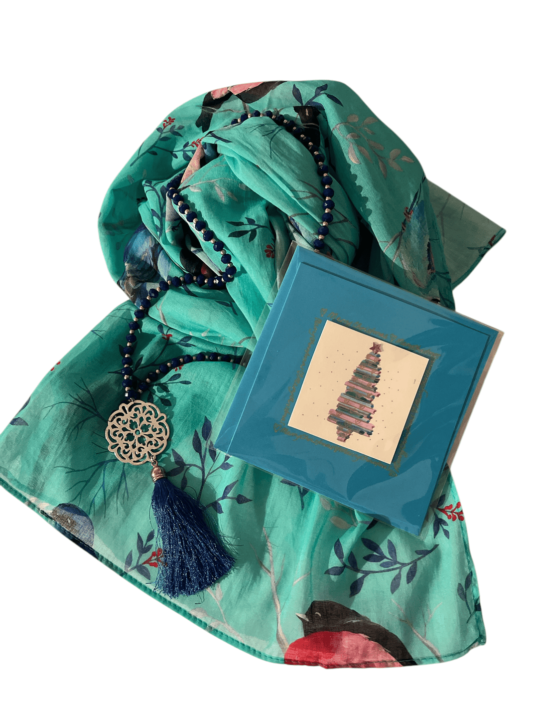 Scarves Australia Gift Packs 🎄Gift Pack - Turquoise Bird Scarf + Necklace +Card