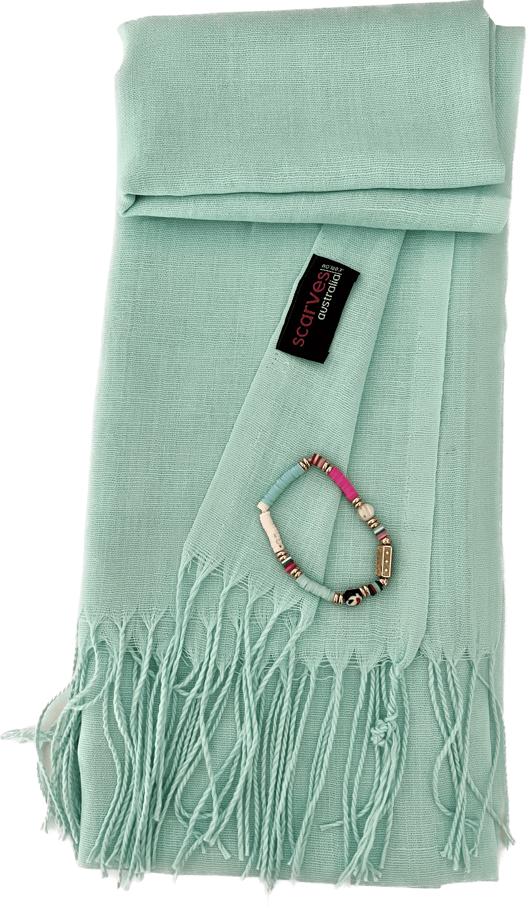 Scarves Australia Gift Packs Gift Set - Mint Green Shawl with Multicoloured Bracelet