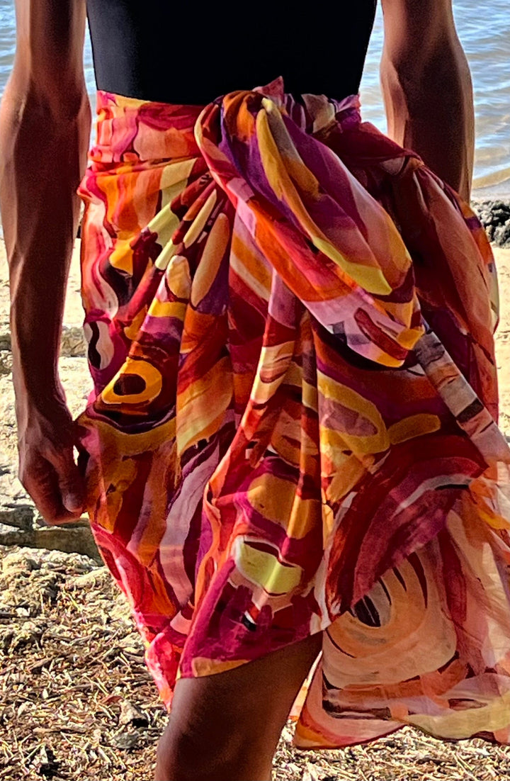 Scarves Australia Luxury Scarf Luxury Beach Sarong Organic Cotton - Pink Orange Zest