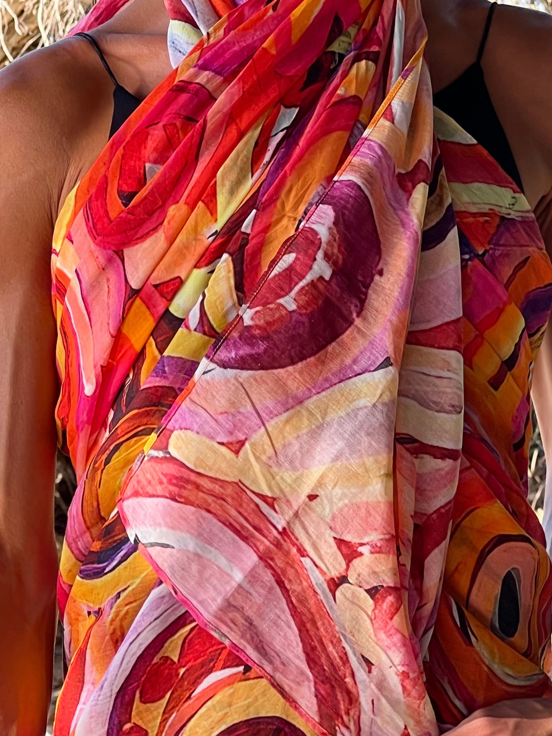 Scarves Australia Luxury Scarf Luxury Beach Sarong Organic Cotton - Pink Orange Zest