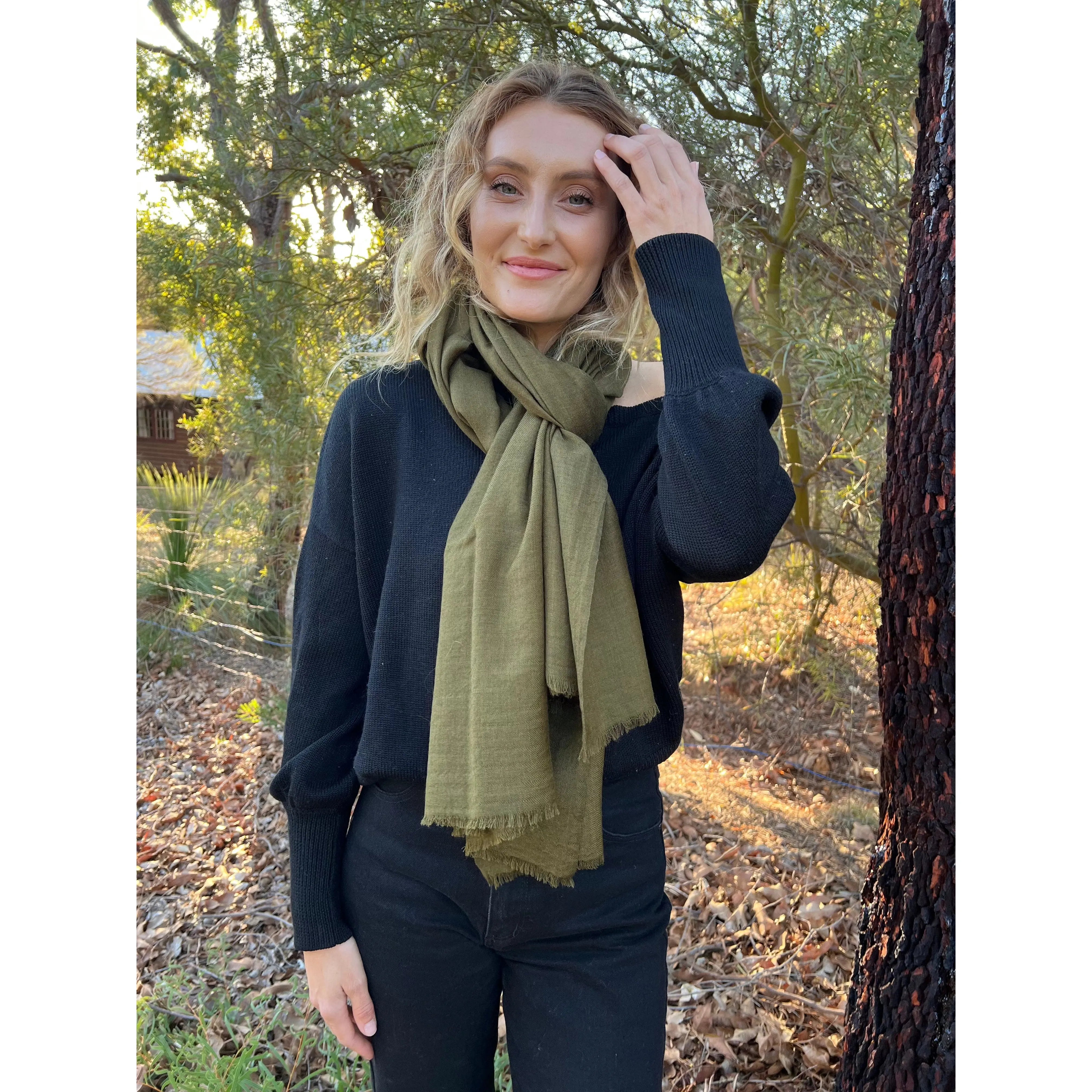 Scarves Australia Luxury Scarf Luxury Cashmere Shawl - Military Olive Green