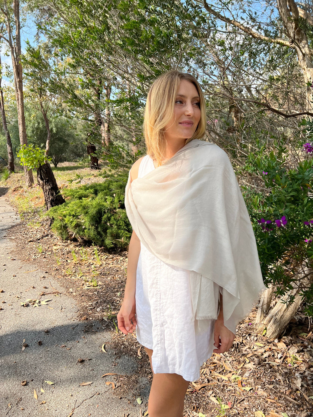 Scarves Australia Luxury Scarves ✨ Luxury Shawl - Cashmere Silk - Oyster Shell