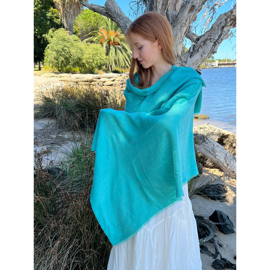 Scarves Australia Luxury Scarves Luxury Shawl - Deep Aegean Turquoise