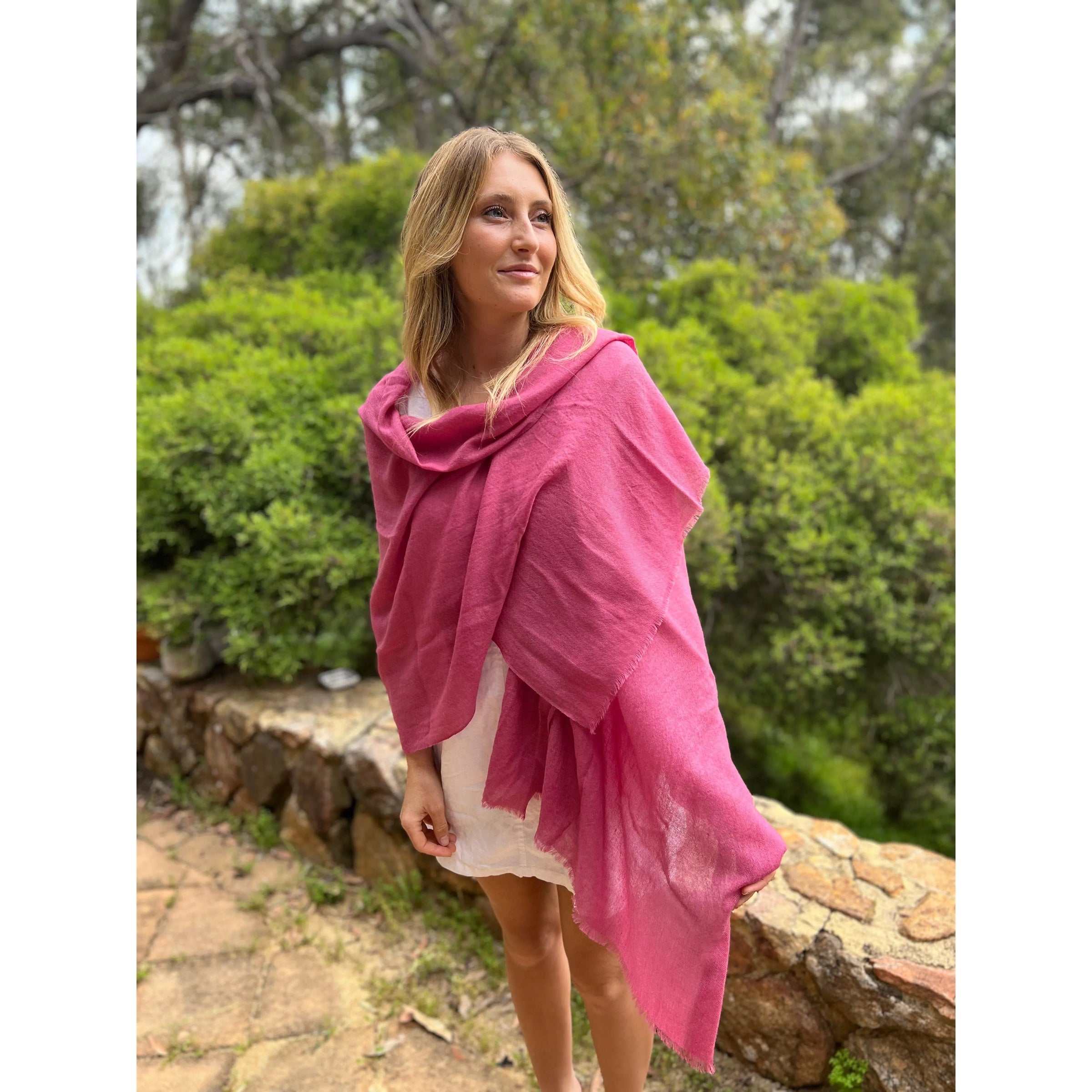 Scarves Australia Luxury Scarves Luxury Shawl - Silk Cashmere - Raspberry