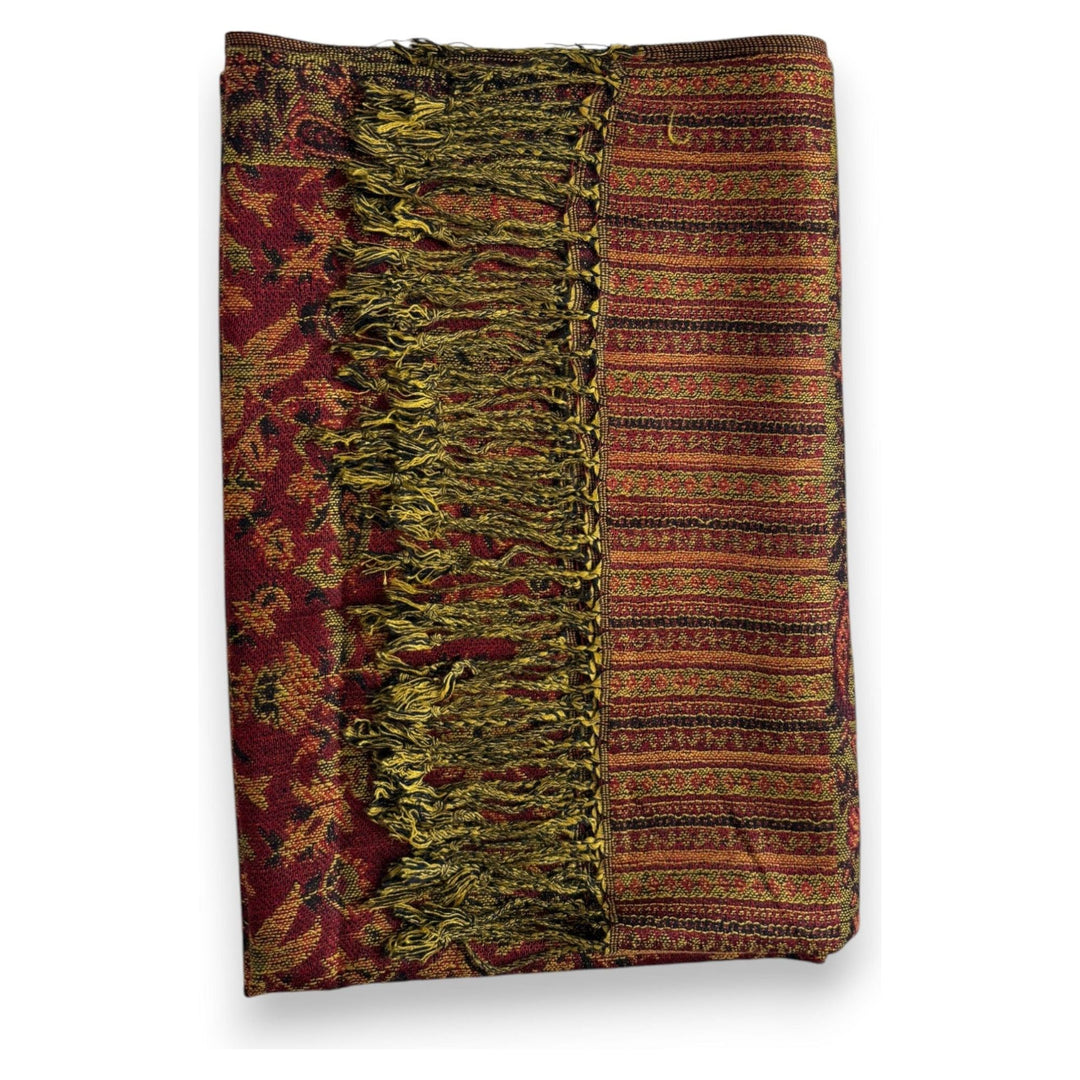 Scarves Australia Luxury Scarves Pashmina Paisley - Deep Red Warm Ochre