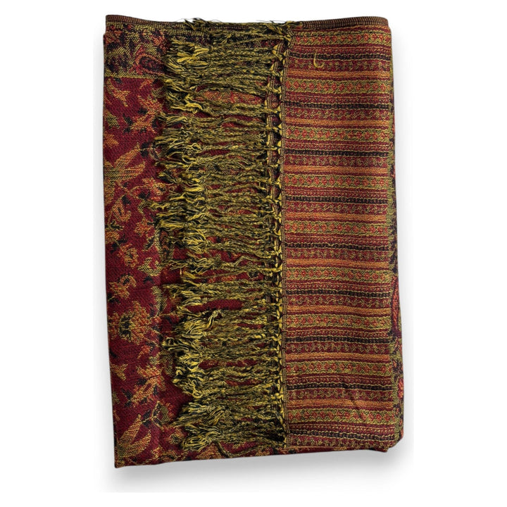 Scarves Australia Luxury Scarves Pashmina Paisley - Deep Red Warm Ochre