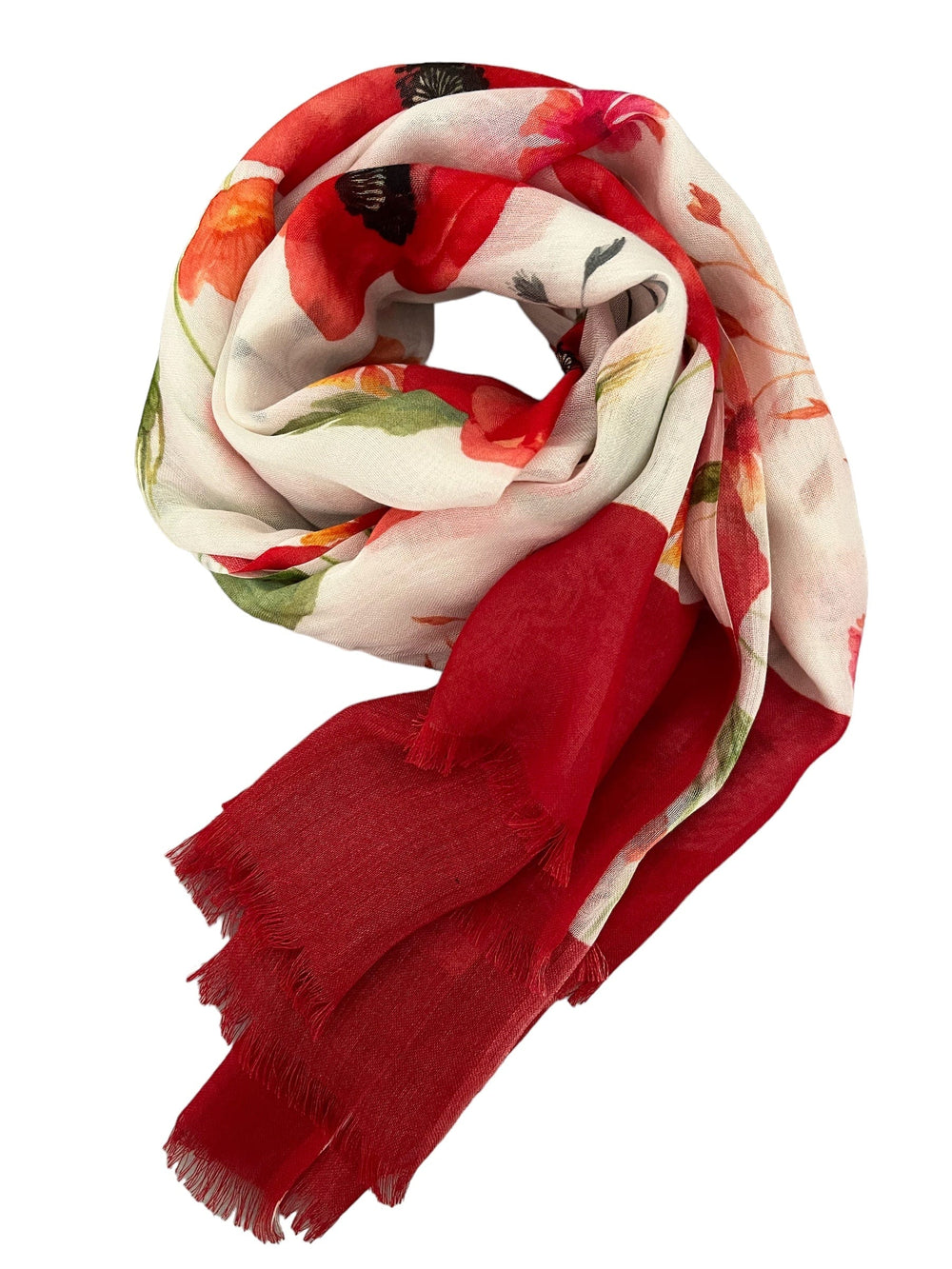 Scarves Australia Luxury Scarves Red Poppy Scarf - Floral Scarf- Luxury Modal Scarf