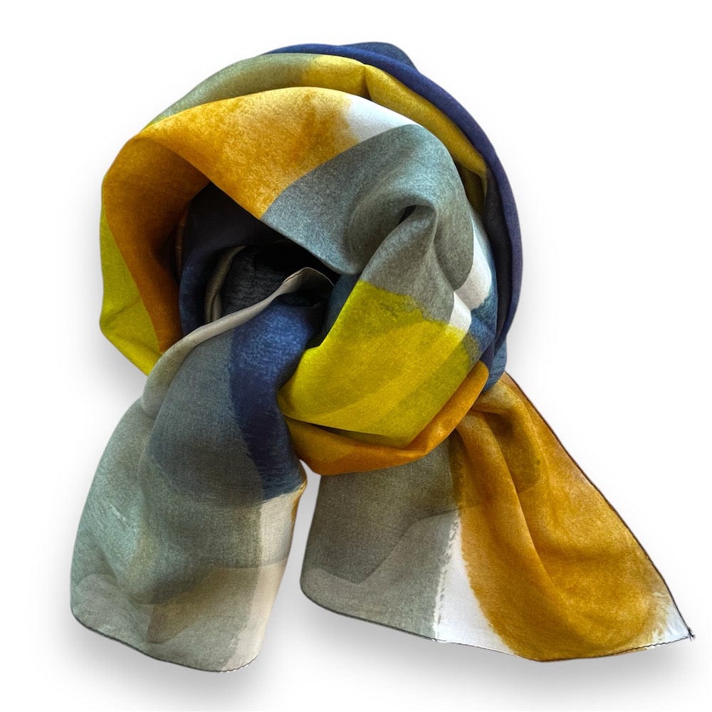 Scarves Australia Luxury Scarves Silk Scarf  - Navy Ochre Circle