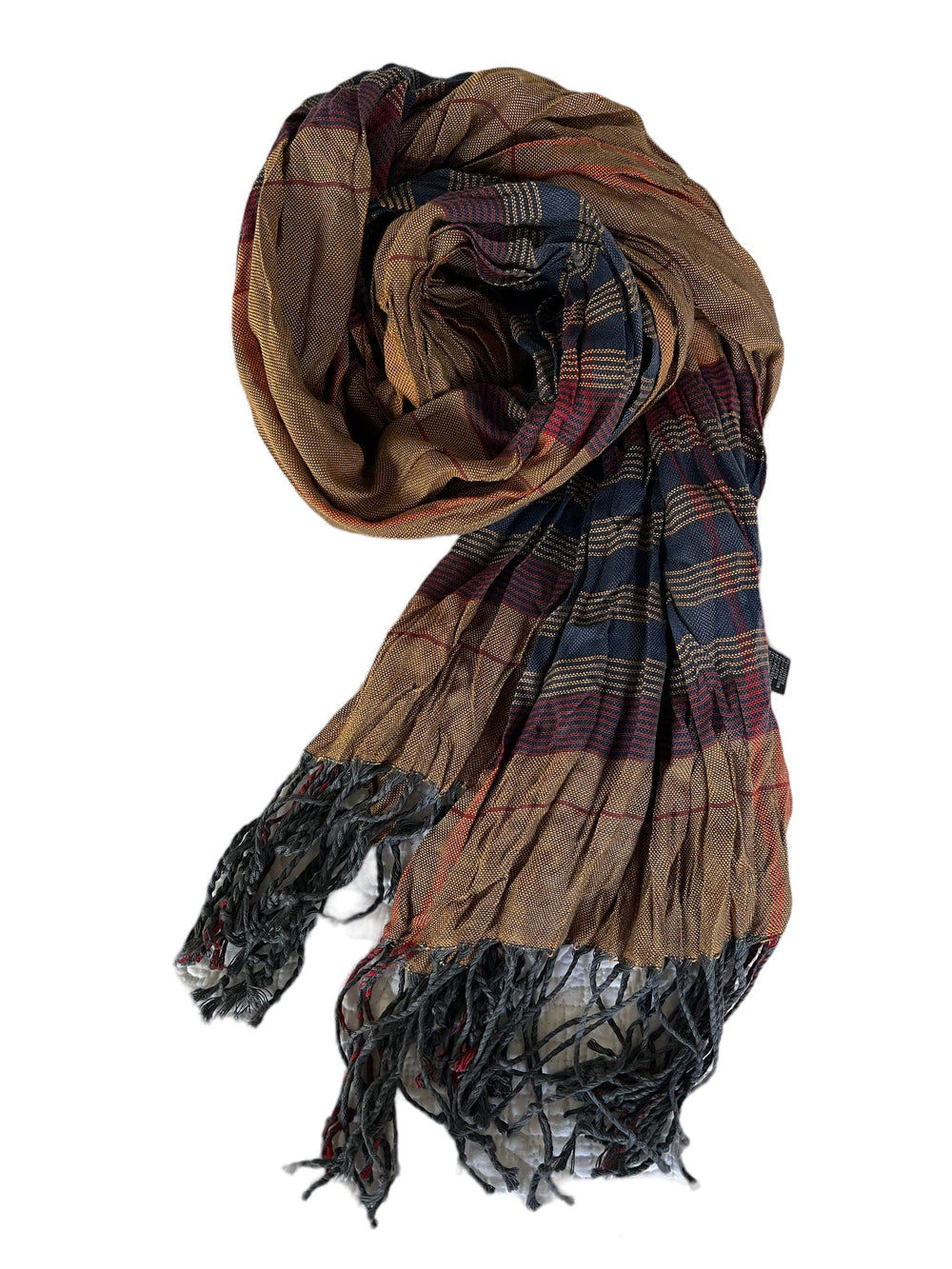 Scarves Australia Mens Scarf - Unisex Scarf - Camel Red Blue Plaid