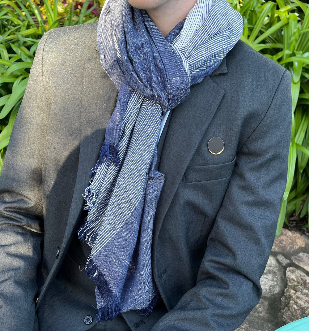 Scarves Australia Mens Scarves Mens Scarf - Blue Denim Cotton