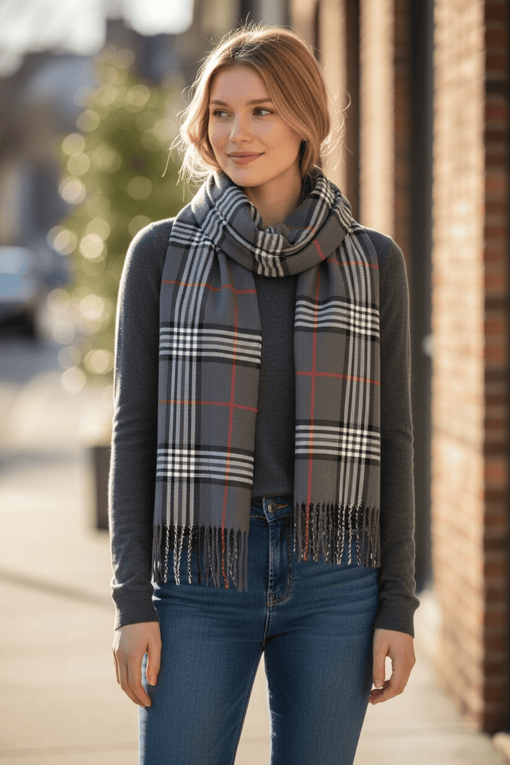 Scarves Australia Mens Scarves Mens Scarf - Grey Plaid Stripe